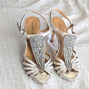 Antonio Melani Silver Embellished Women's Heels Wedding Bachelorette Prom